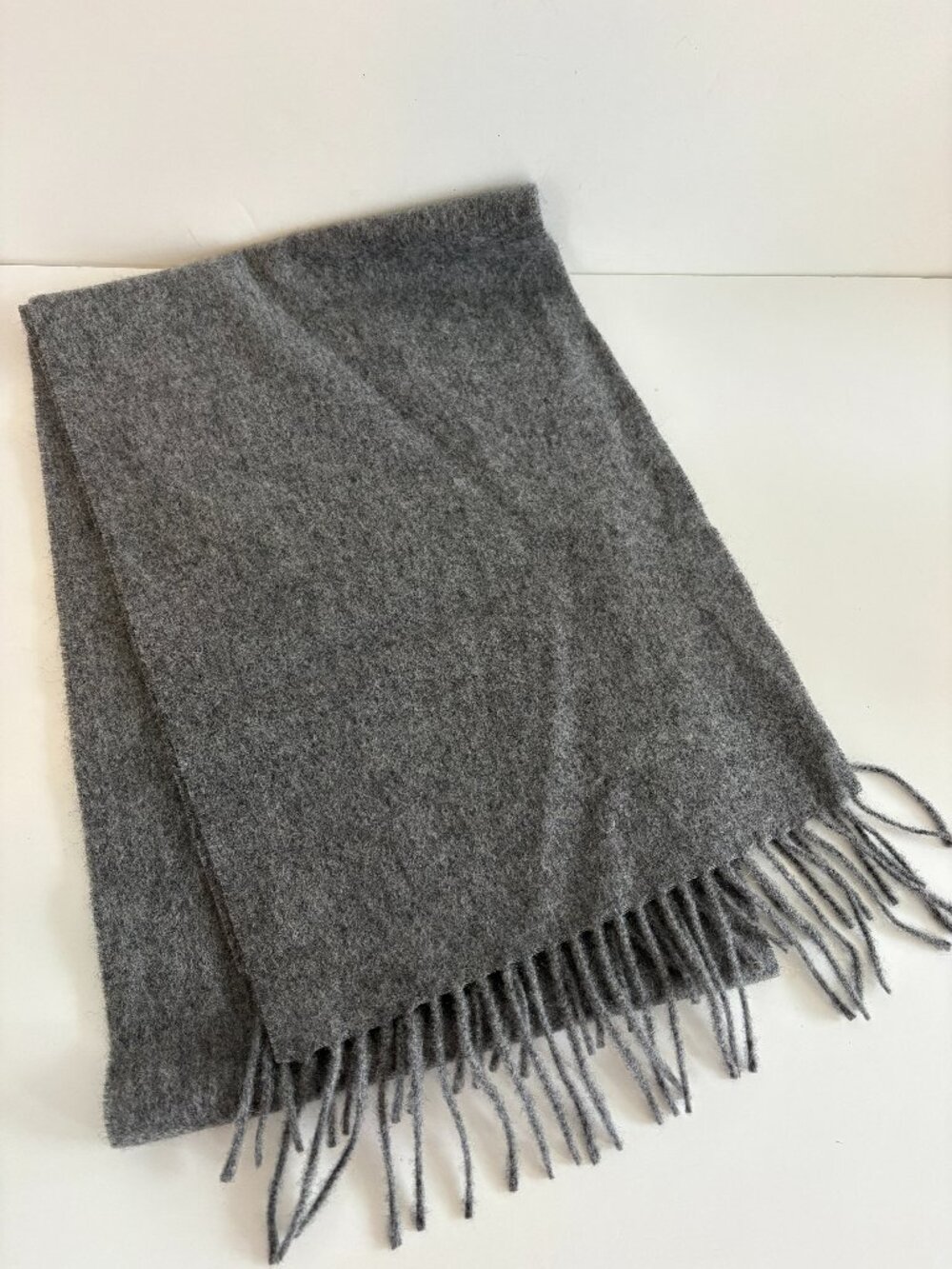 Murano Gray Cashmere Scarf Rectangle Fringe